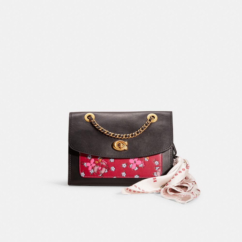 Coach parker small shoulder hot sale bag in refined leather