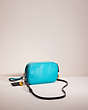 COACH®,UPCRAFTED SADIE CROSSBODY CLUTCH,Polished Pebble Leather,Mini,Silver/Turquoise,Angle View