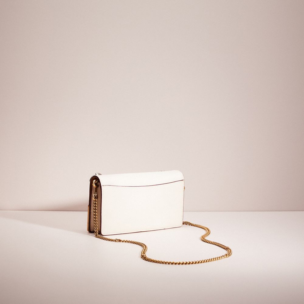 Gold Metallic Leather Clutch Bag With Chain Strap, CALLIE, Pre-Fall