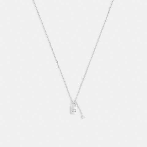 Женское колье Coach Signature Padlock Pendant, цвет: Серебряный