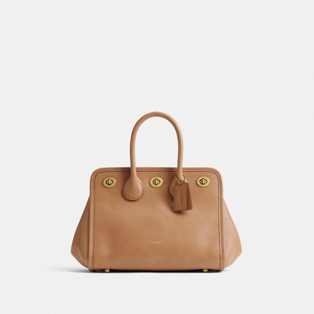 COACH®,Buy Now Turnlock Tote Bag 22,Beige,Front View