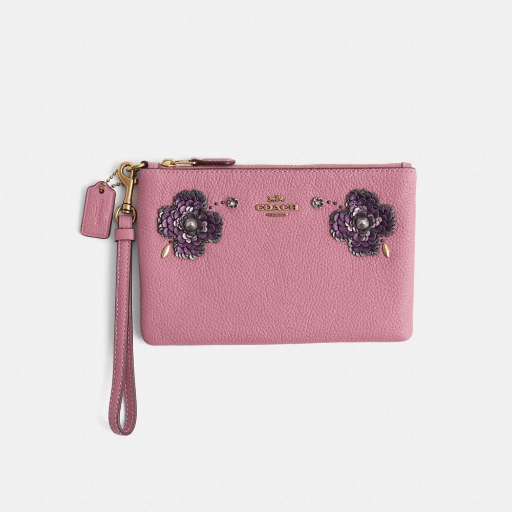 Restored Small Wristlet With Leather Sequins Applique