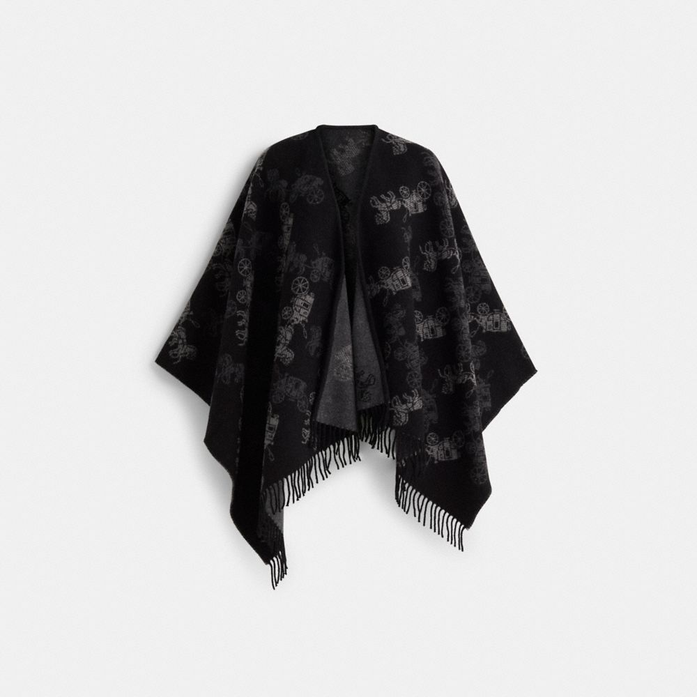 COACH®,Restored Reversible Horse And Carriage Poncho,,Front View