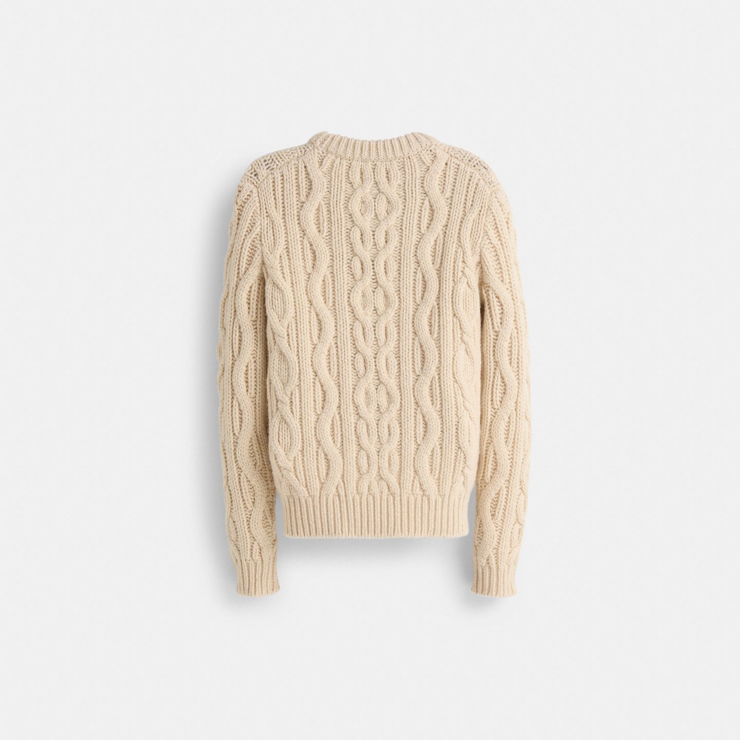Мужской свитер Coach Restored Cable Knit Crewneck, цвет: Кремовый — фото 2