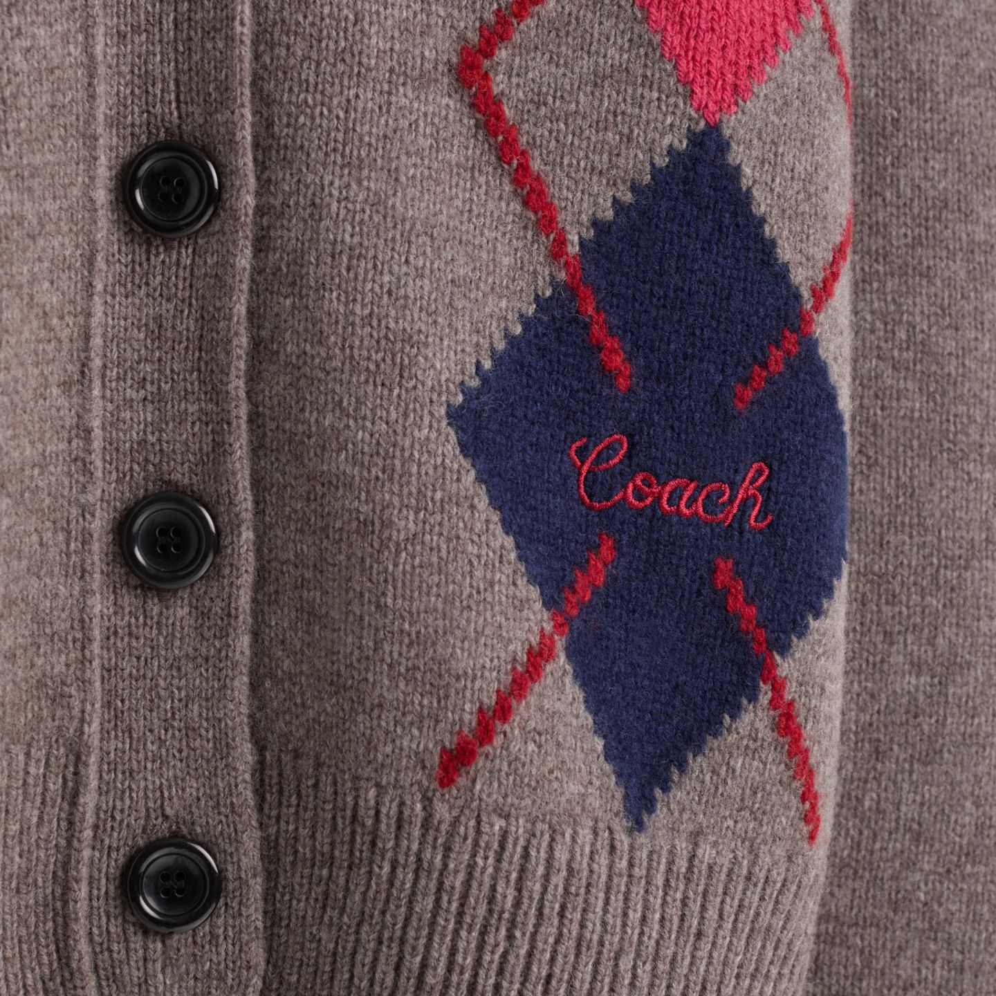 Мужской кардиган Coach Restored Argyle Cardigan, цвет: Серый — фото 3