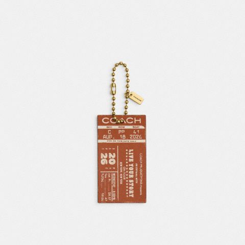 Женский брелок Coach Tabby In Chains Concert Ticket Bag Charm, цвет: Латунный / Янтарный