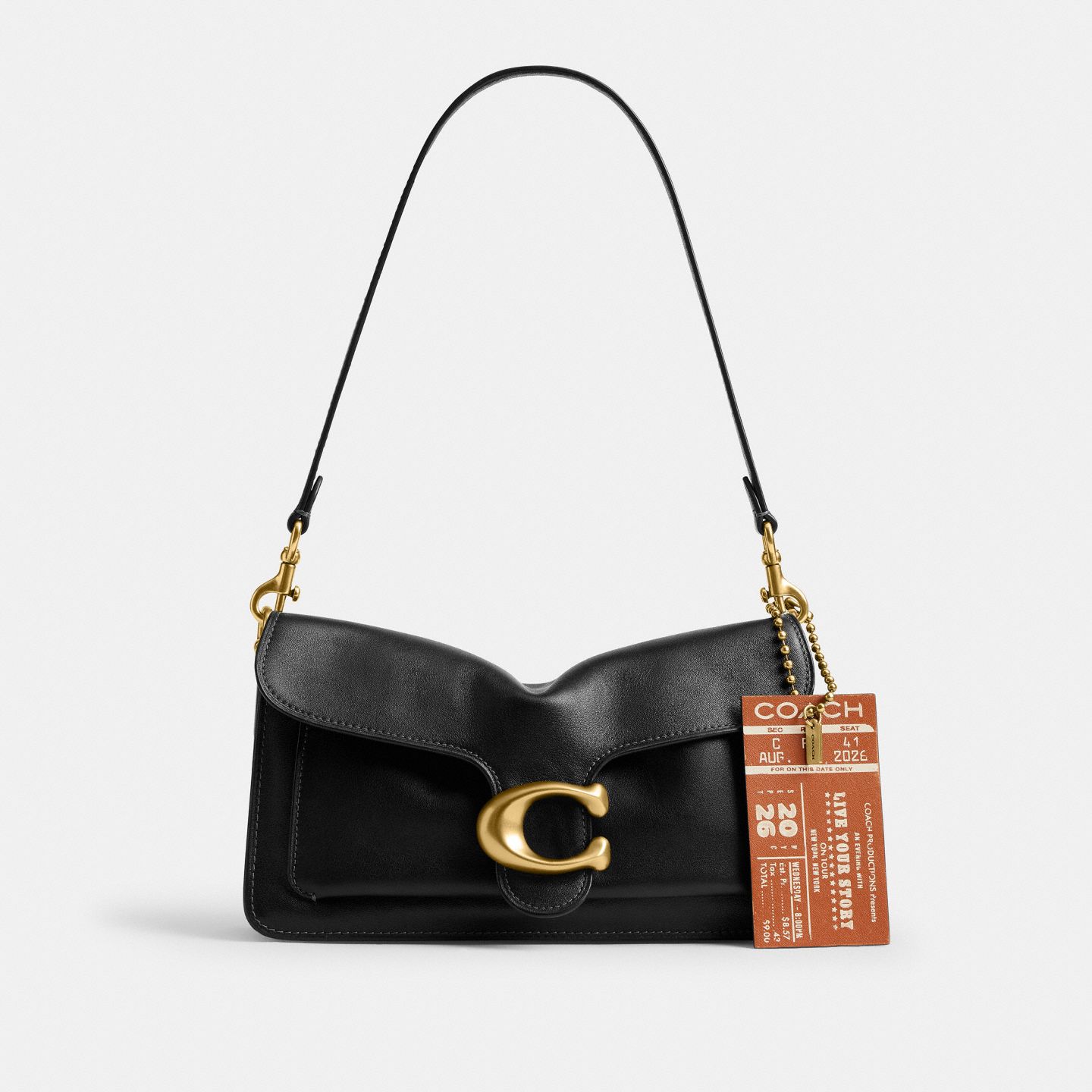 Женский брелок Coach Tabby In Chains Concert Ticket Bag Charm, цвет: Латунный / Янтарный — фото 2