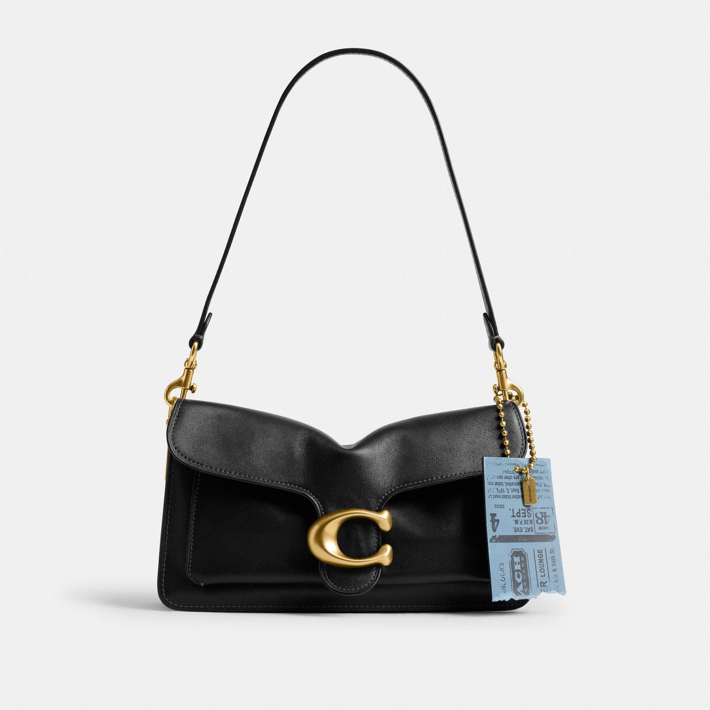 Женский брелок Coach Turnlocks Concert Ticket Bag Charm, цвет: Латунный / Индиго — фото 2