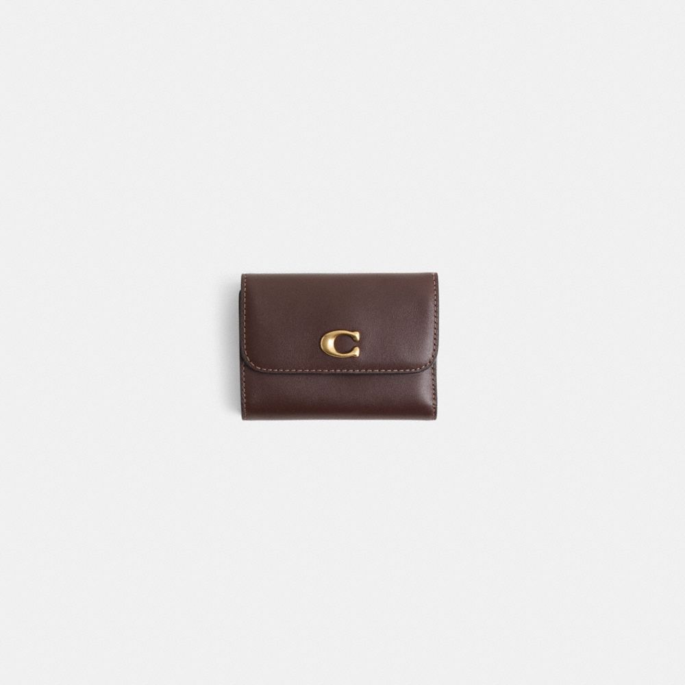 COACH®,Restored Essential Card Holder Wallet,Calfskin Leather,Leather,Card Case,Logo,Sustainable,Casual,,Front View