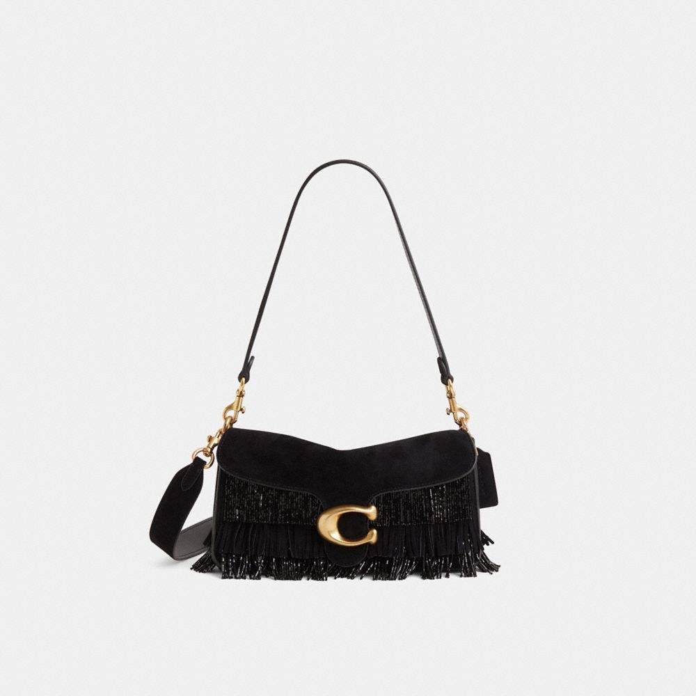 Restored Tabby Shoulder Bag 26 With Crystal Beaded Fringe