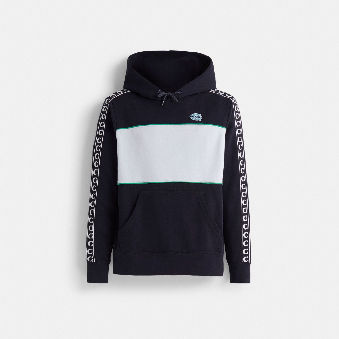 Мужское худи Coach Restored Athleisure, цвет: Тёмно-синий / Зелёный — фото 1