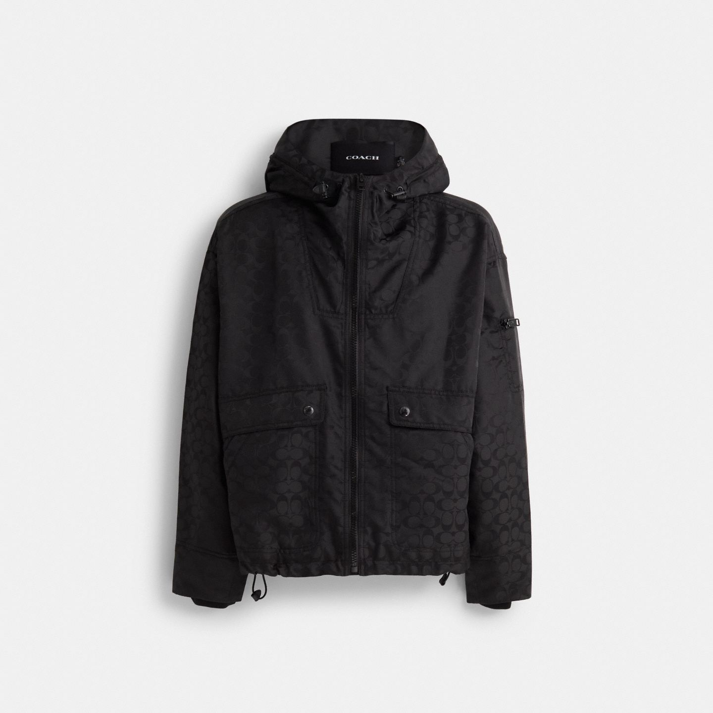 Мужская куртка Coach Restored Signature Windbreaker, цвет: Чёрный — фото 1