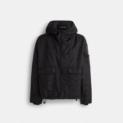 Мужская куртка Coach Restored Signature Windbreaker, цвет: Чёрный