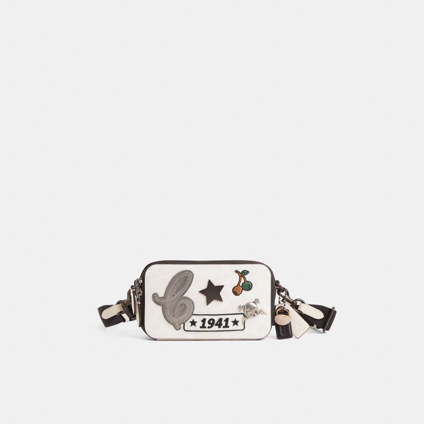 Мужская сумка Coach Custom Charter Slim Crossbody Bag In Signature Canvas, цвет: Белый / Чёрный — фото 1