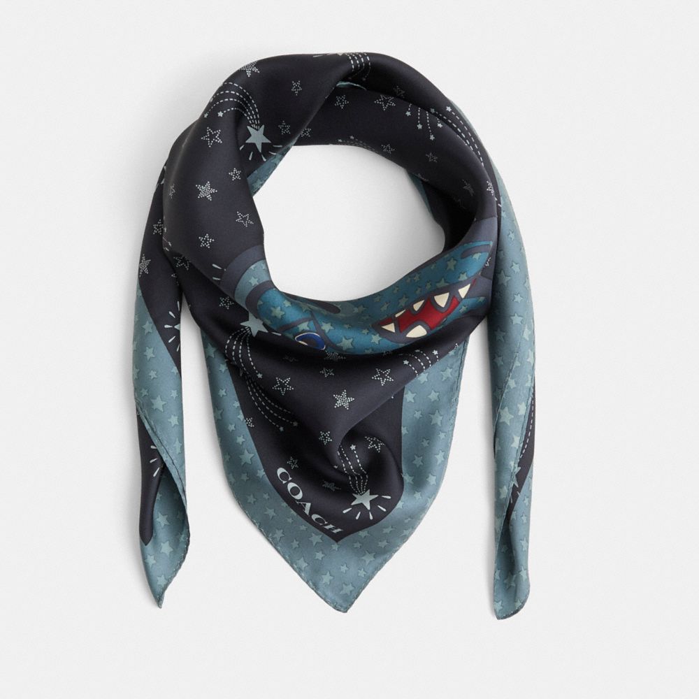 COACH®,Restored Shooting Star Rexy Print Silk Square Scarf,,Front View