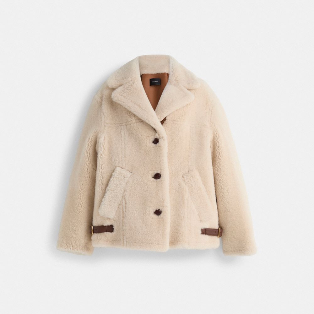 COACH®,Restored Shearling Cardi Coat,,Front View