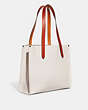 COACH®,RELAY TOTE BAG 34 WITH NEW YORK CITY,Polished Pebble Leather,Medium,Chalk Multi,Angle View