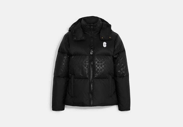 COACH®,COLORBLOCK DOWN JACKET,Black,Front View image number 0