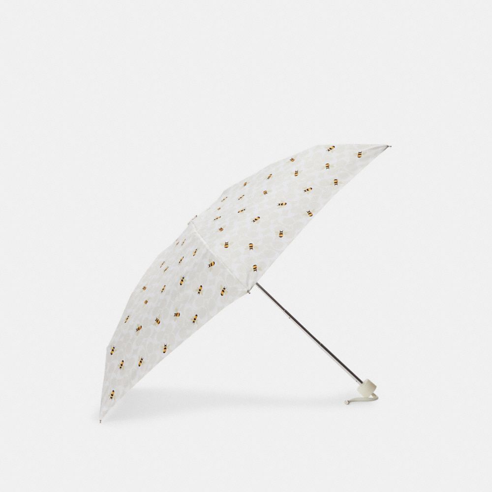 COACH®,UMBRELLA IN SIGNATURE BEE PRINT,Gold/Chalk/Glacier White Multi,Front View