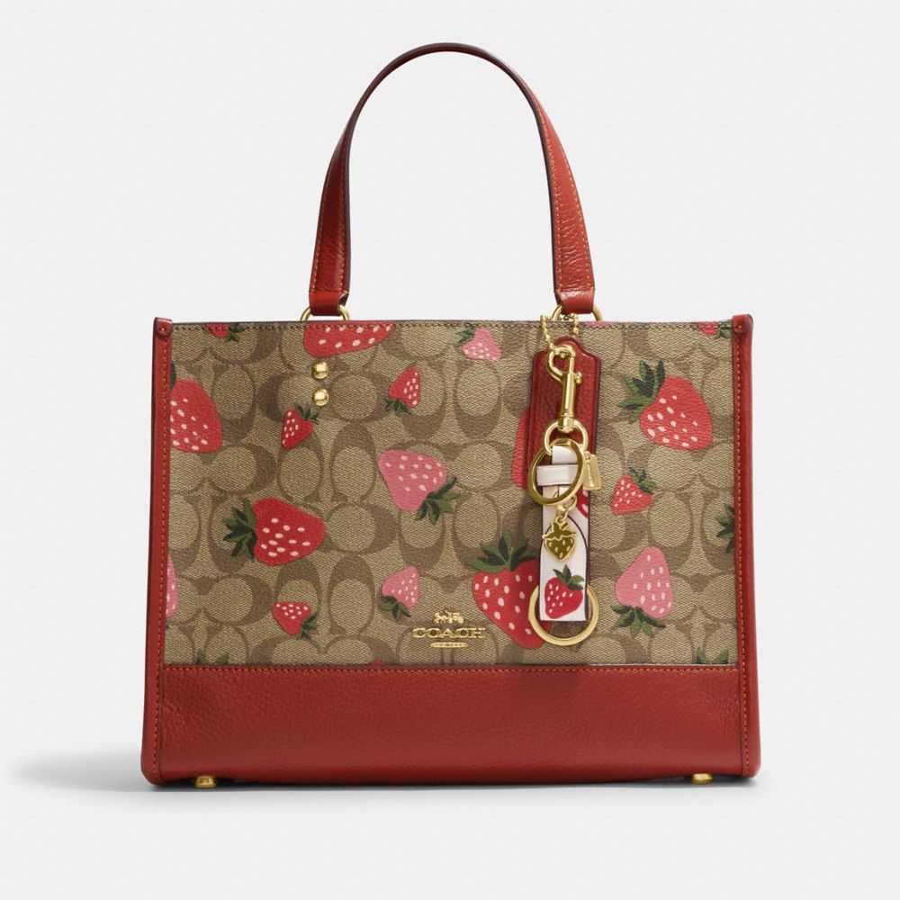 Nwt Coach Trigger Snap Bag Charm Key Chain With Heart Cherry Print, No Bag  Inc