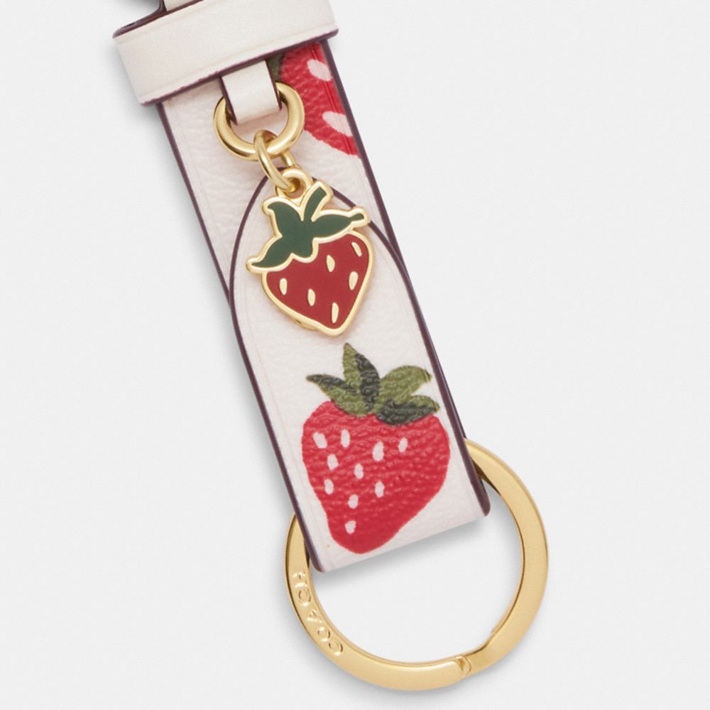 New Coach Strawberry Print mini Court Backpack Bag Charm Keychain Keyring  Keyfob