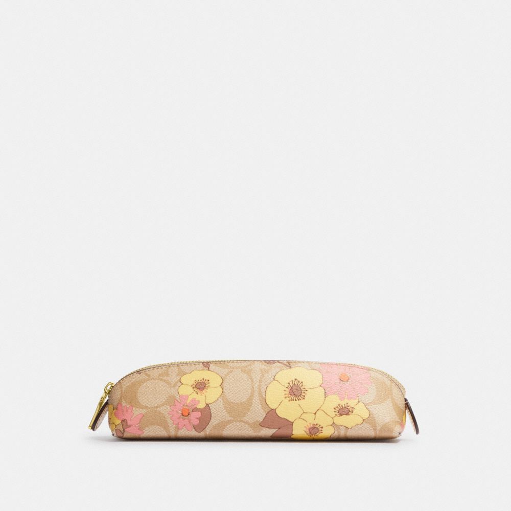 COACH®  Pencil Case In Signature Canvas With Mystical Floral Print