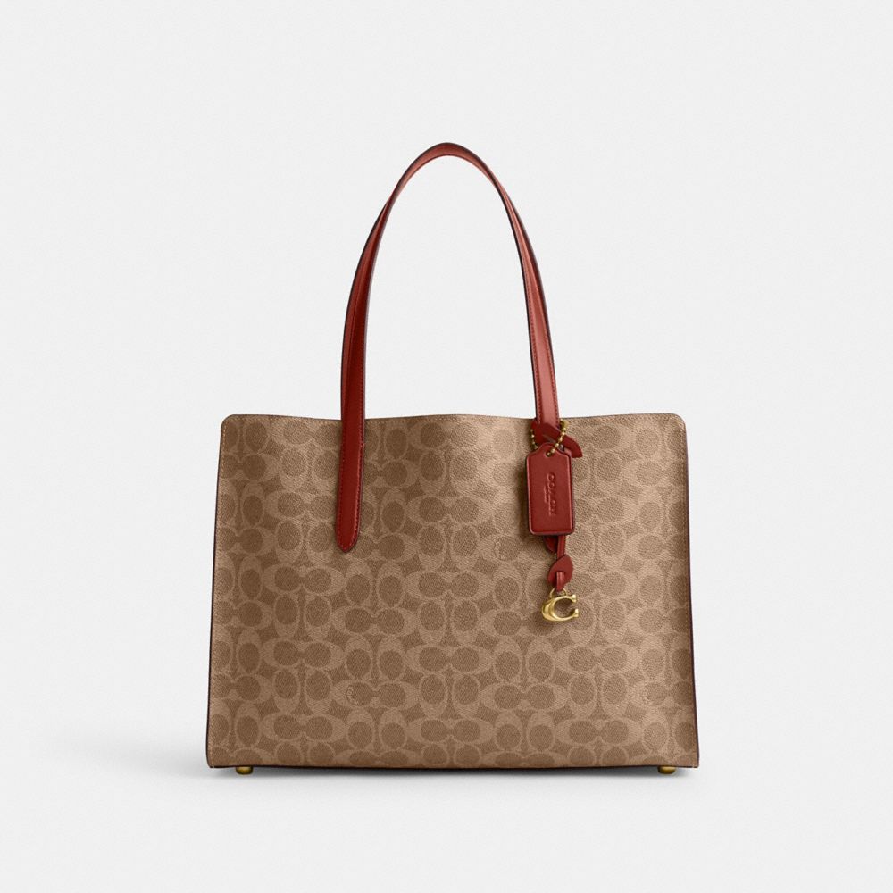 COACH®,CARTER CARRYALL BAG IN SIGNATURE CANVAS,Coated Canvas,Large,Brass/Tan/Rust,Front View