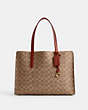 COACH®,CARTER CARRYALL IN SIGNATURE CANVAS,Signature Coated Canvas,Large,Brass/Tan/Rust,Front View