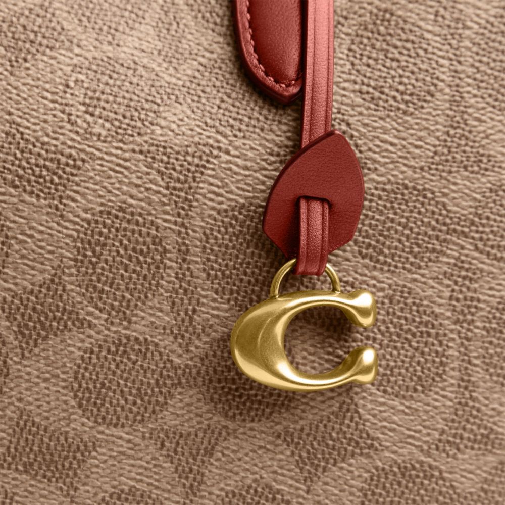 COACH®,Carter Carryall Bag In Signature Canvas,Canvas,Leather,Calf Hair,Tote,No Embellishment,Work,Brown,Closer View
