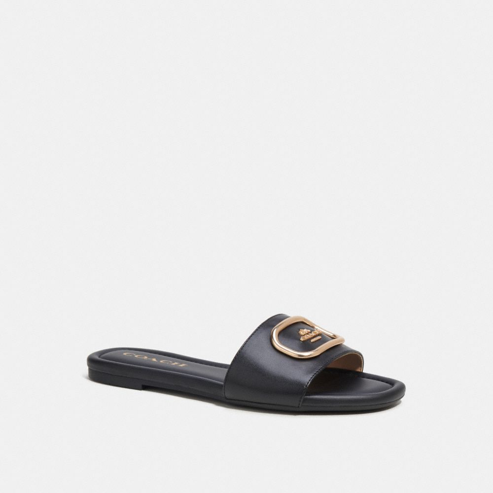 COACH®,EVY SANDAL,Black,Front View