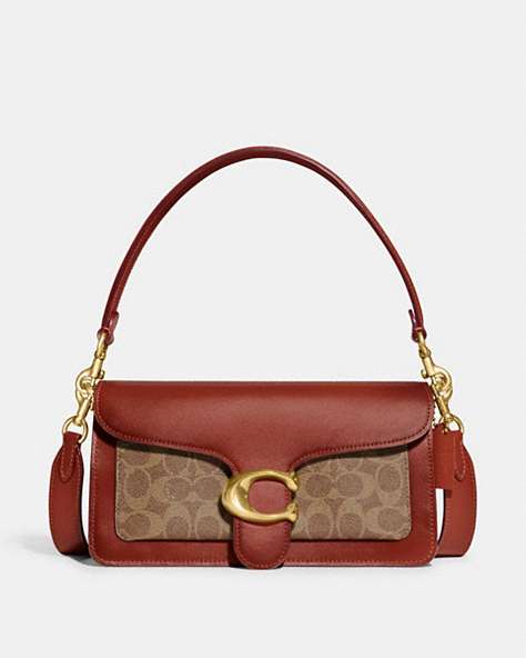 COACH®,TABBY SHOULDER BAG 26 IN SIGNATURE CANVAS,Leather,Medium,Brass/Tan/Rust,Front View