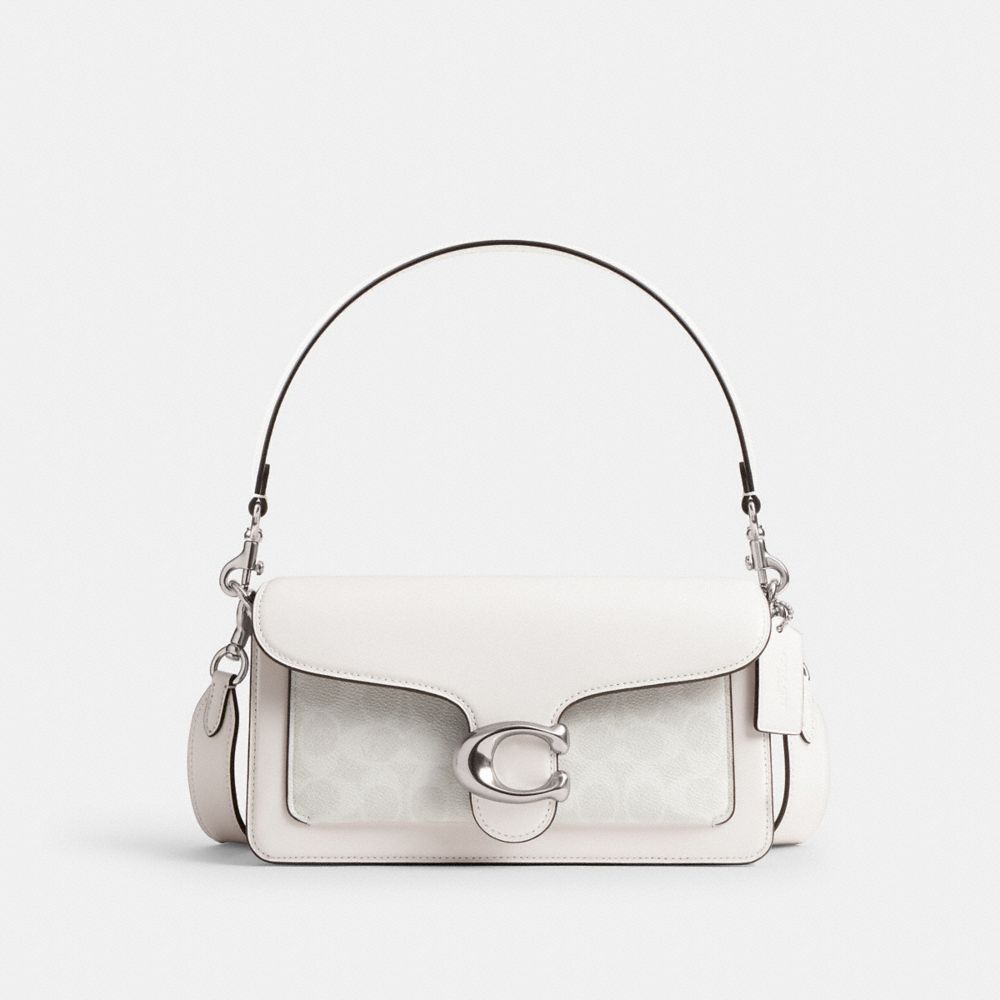 Coach Tabby Shoulder Bag 26 In Signature Canvas In Silver/white Chalk