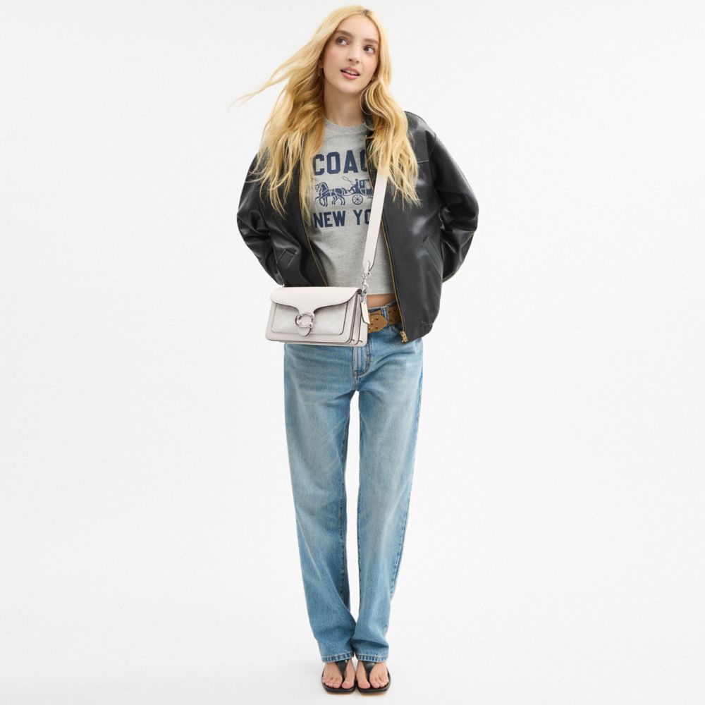 Coach Tabby Shoulder Bag 26 In Signature Canvas In Silver/white Chalk