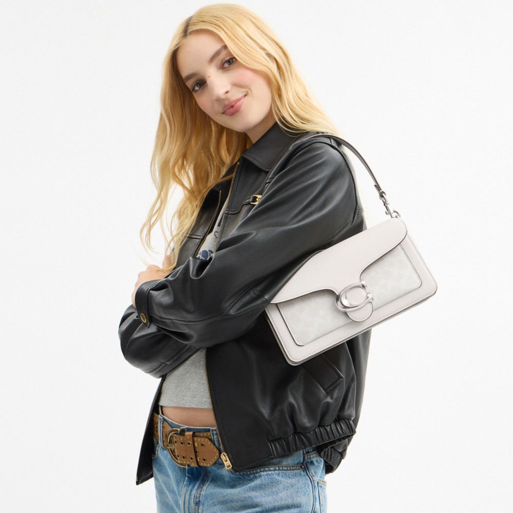 Coach Tabby Shoulder Bag 26 In Signature Canvas In Silver/white Chalk