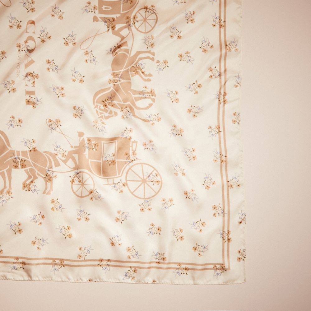 Restored Horse And Carriage Silk Square Scarf