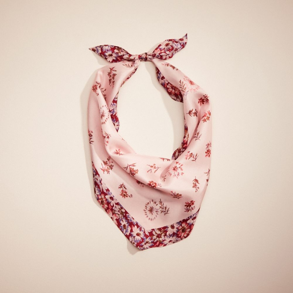 Restored Prairie Floral Print Silk Diamond Scarf