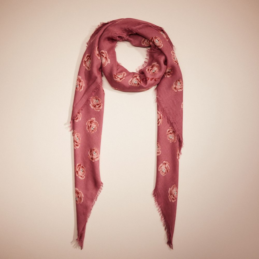 Restored Rose Print Oversized Square Scarf
