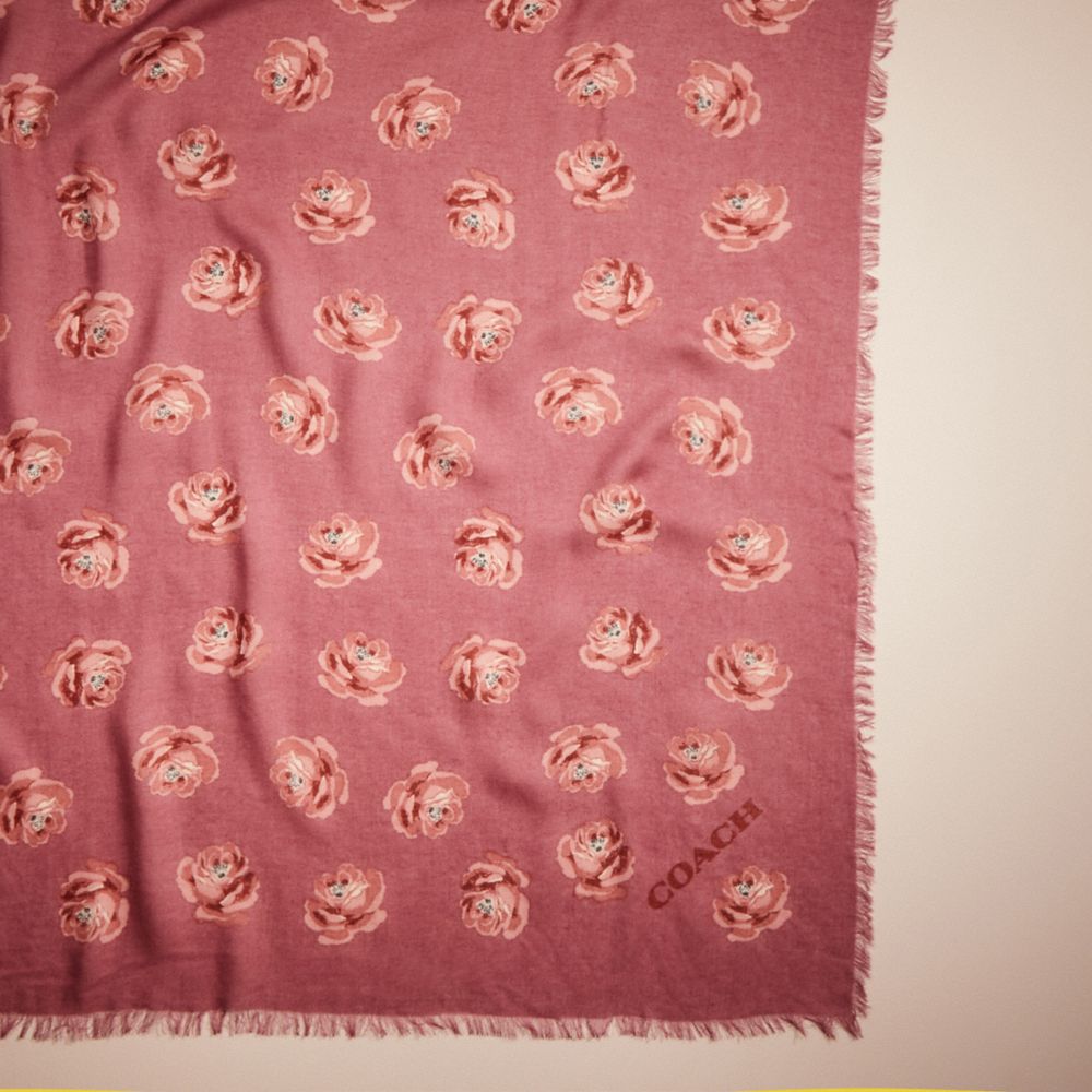 Restored Rose Print Oversized Square Scarf