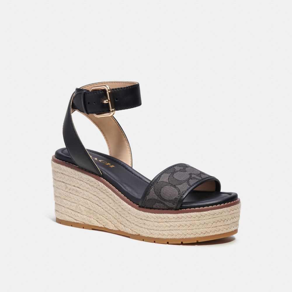 COACH®,KOREY ESPADRILLE IN SIGNATURE JACQUARD,Black,Front View