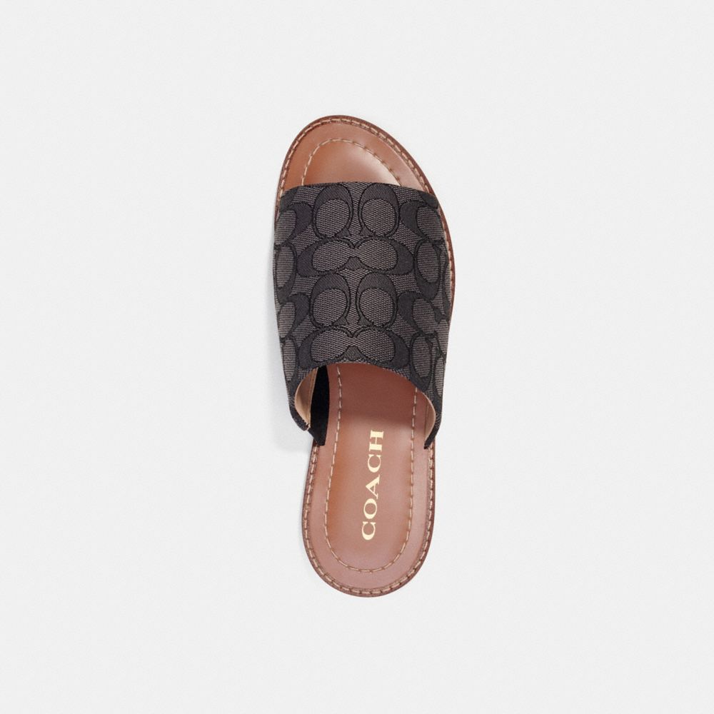 COACH®,HAZEL SANDAL IN SIGNATURE JACQUARD,Black,Inside View,Top View