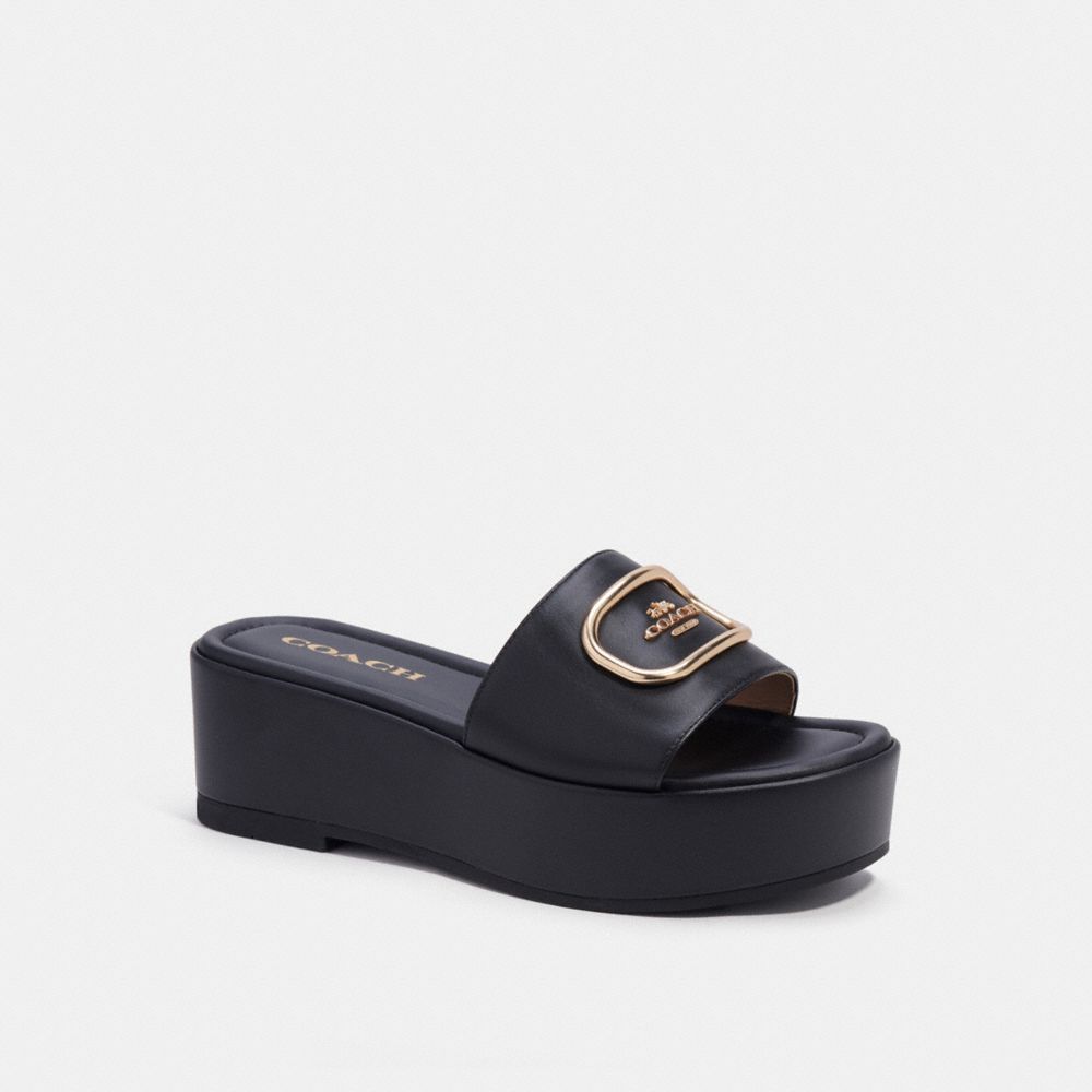 COACH®,ELOISE SANDAL,Leather,Black,Front View