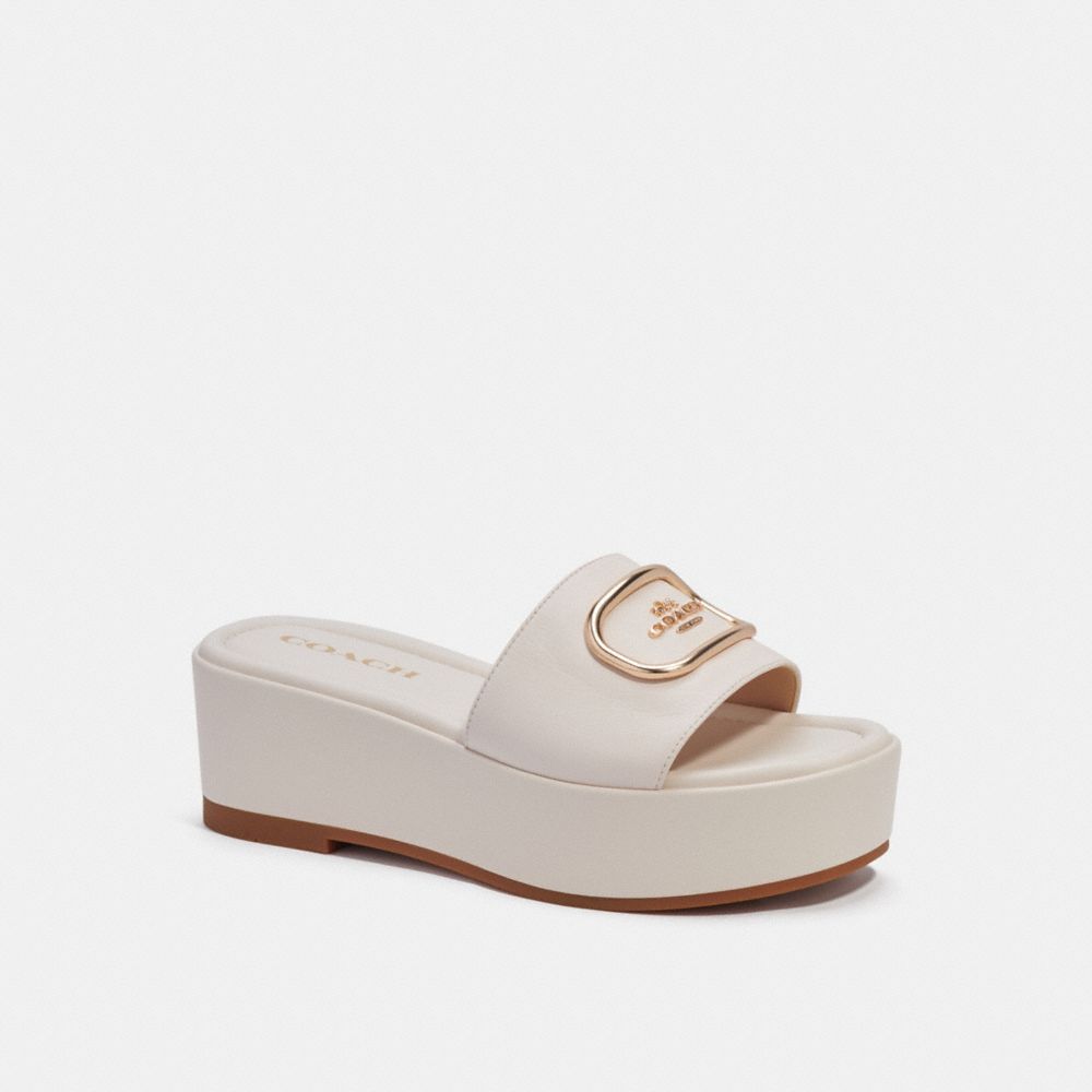 COACH®,ELOISE SANDAL,Leather,Chalk,Front View