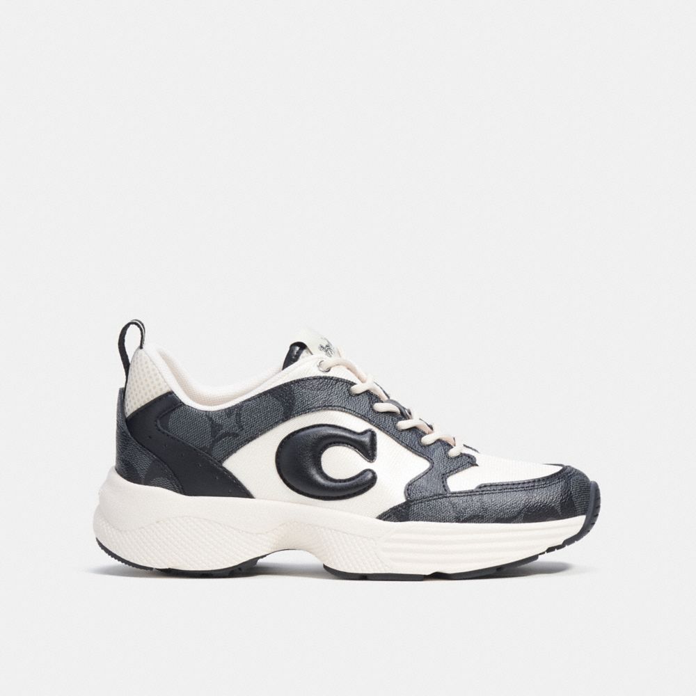 COACH®,C275 TECH RUNNER IN SIGNATURE CANVAS,Graphite,Angle View
