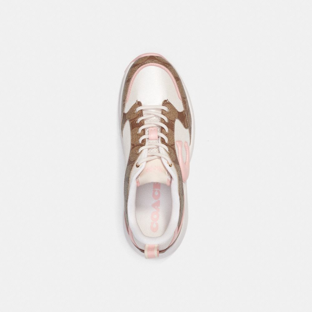COACH®,C275 Tech Runner In Signature Canvas,Canvas,Rubber,Leather,Dad Sneakers,PVC,Perforated,Word Embellishment,Color Blo...,Multi Color,Inside View,Top View