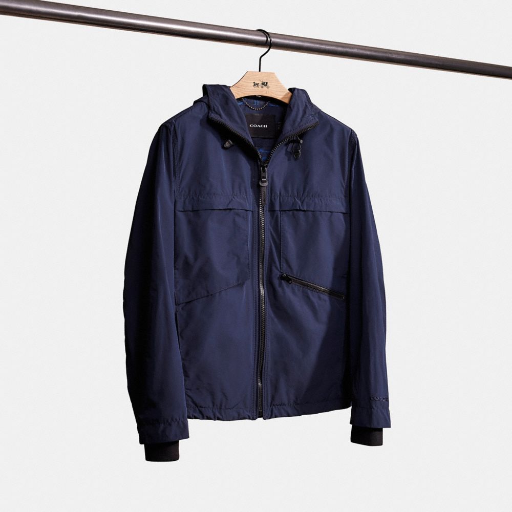 COACH®,RESTORED WINDBREAKER,Polyester/Nylon,Navy,Front View