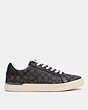 COACH®,CLIP LOW TOP SNEAKER IN SIGNATURE JACQUARD,Black,Angle View