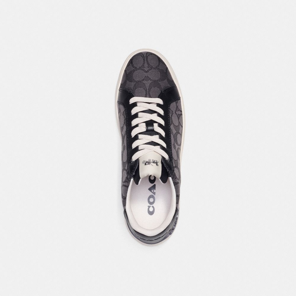 COACH®,CLIP LOW TOP SNEAKER IN SIGNATURE JACQUARD,Black,Inside View,Top View