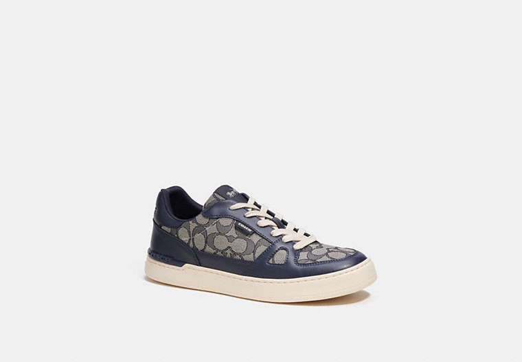 COACH®,CLIP COURT SNEAKER IN SIGNATURE JACQUARD,mixedmaterial,Midnight Navy,Front View