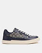 COACH®,CLIP COURT SNEAKER IN SIGNATURE JACQUARD,mixedmaterial,Midnight Navy,Angle View