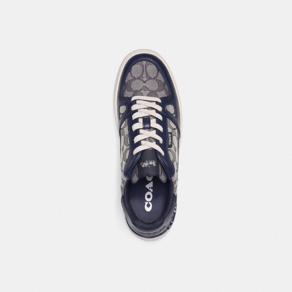COACH®,CLIP COURT SNEAKER IN SIGNATURE JACQUARD,Midnight Navy,Inside View,Top View